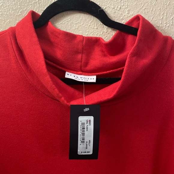 NWT $148 Bryn Walker Vail Tunic Bamboo Fleece Holly Red Lagenlook XL - Picture 2 of 3